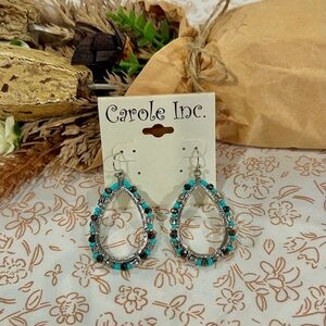 Carole Inc. Beaded Turquoise Boho Western Earrings